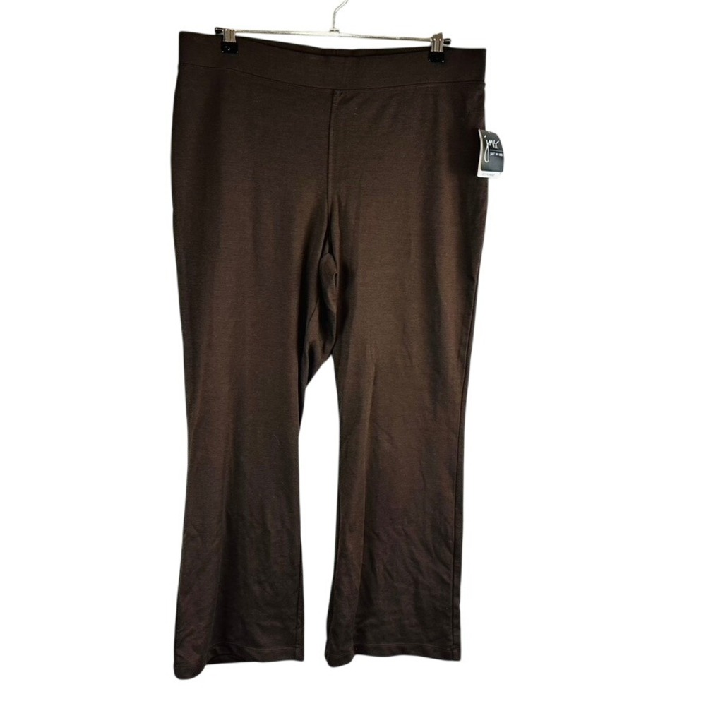 New Just My Size Womans 1X Petite Pants Stretch Pull On Brown Bootcut NWT